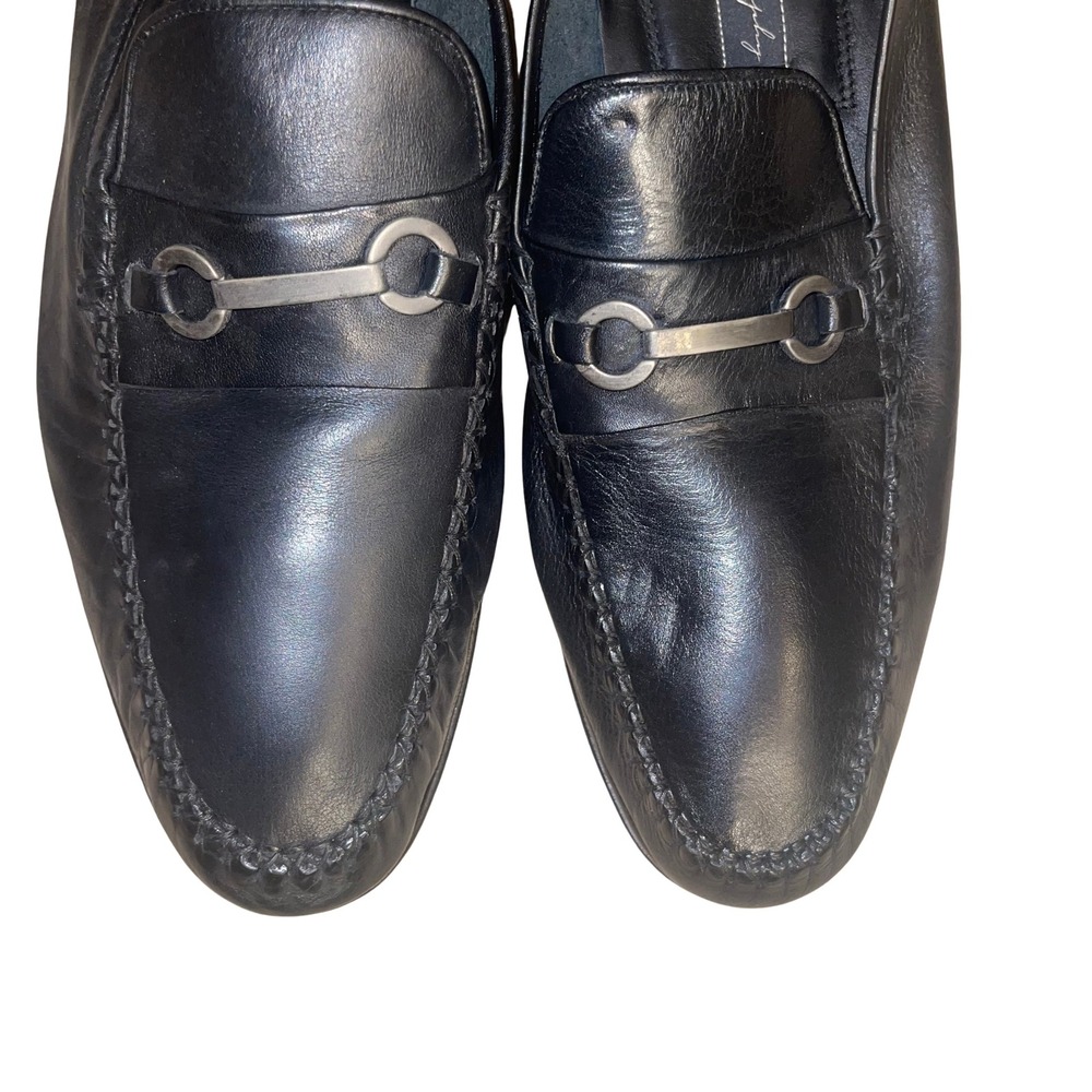Johnston &‎ Murphy Black Leather Bit Loafers Made in Italy Men's 13 - Picture 2 of 9